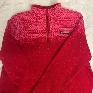 Vineyard Vines Pink and Red Half-Zip Pullover